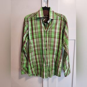Bertigo Green Plaid Dress Shirt Size Small